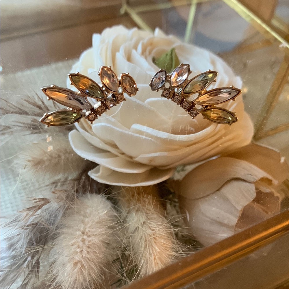 Crystal Leaf Earrings
